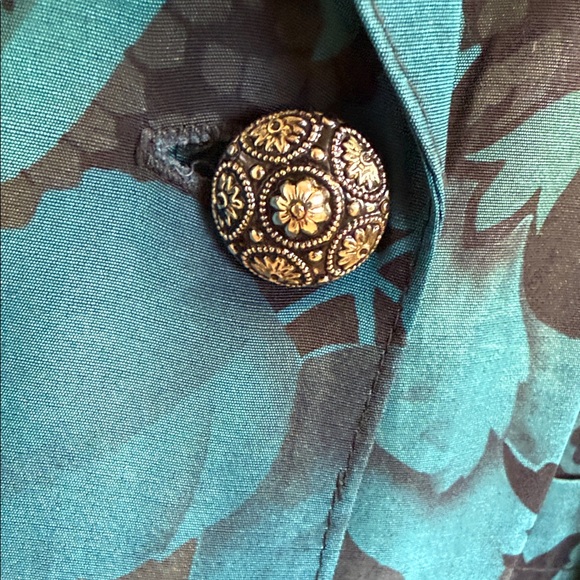 Vintage Floral Teal Women's Blazer - Picture 3 of 6